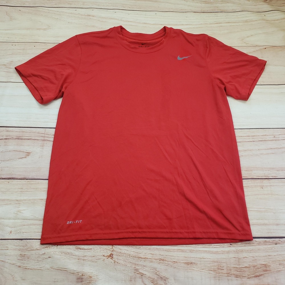 Nike Dri-FIT Shirt Mens Large Red Athletic Running Tee Polyester‎ Lightweight